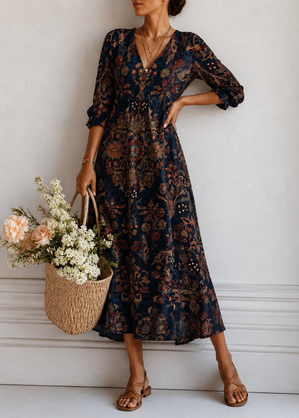 Maëliane™ | Robe longue bohème à imprimé floral
