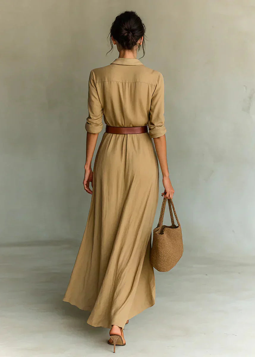 Soléna | Robe longue fluide ceinturée