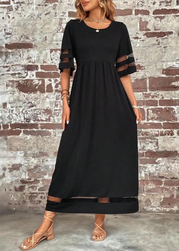 Lyséa™ | Robe longue fluide à manches en voile